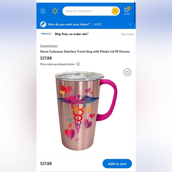 18oz Insulated Stainless Steel NURSE CADUCEUS RN Mug with Lid Rose Gold NEW - Picture 8 of 8